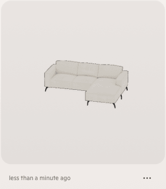 Preview of the generated 3D model of a sofa in Copilot 3D